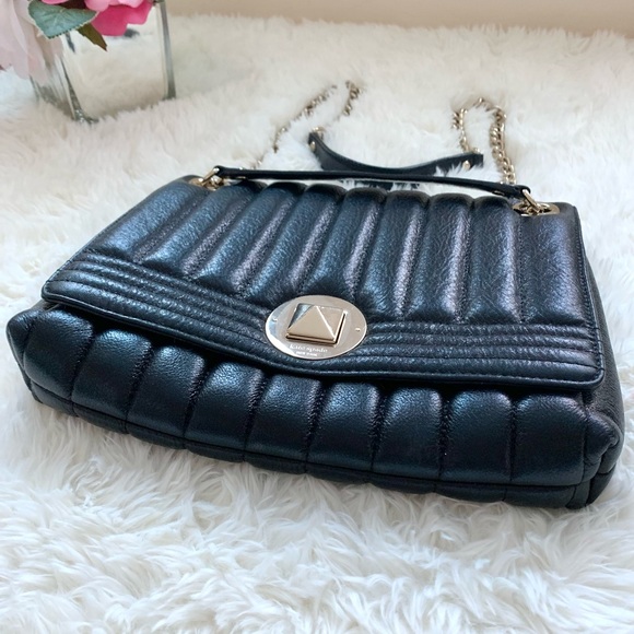 Kate Spade Evangeline Black Quilted Leather Bag Gold Chain - Picture 9 of 16